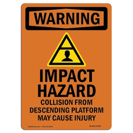 OSHA WARNING Sign, Impact Hazard Collision W/ Symbol, 7in X 5in Decal